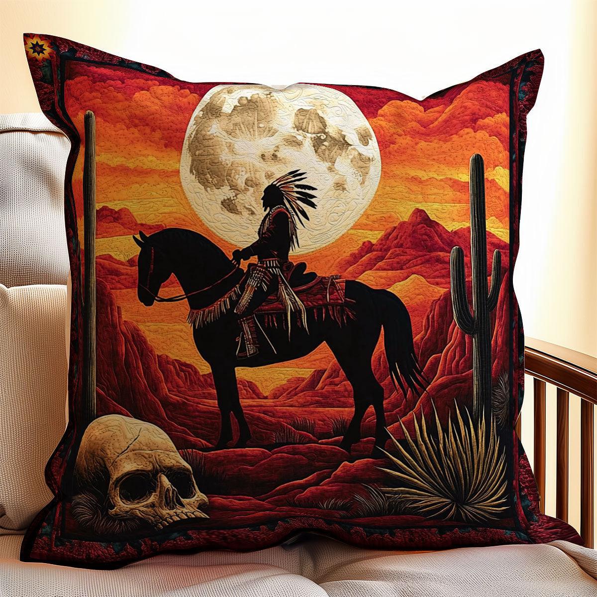 Aboriginal In Sunset Quilt Pillow Case Square Pillow Cover Native American Themed Gifts