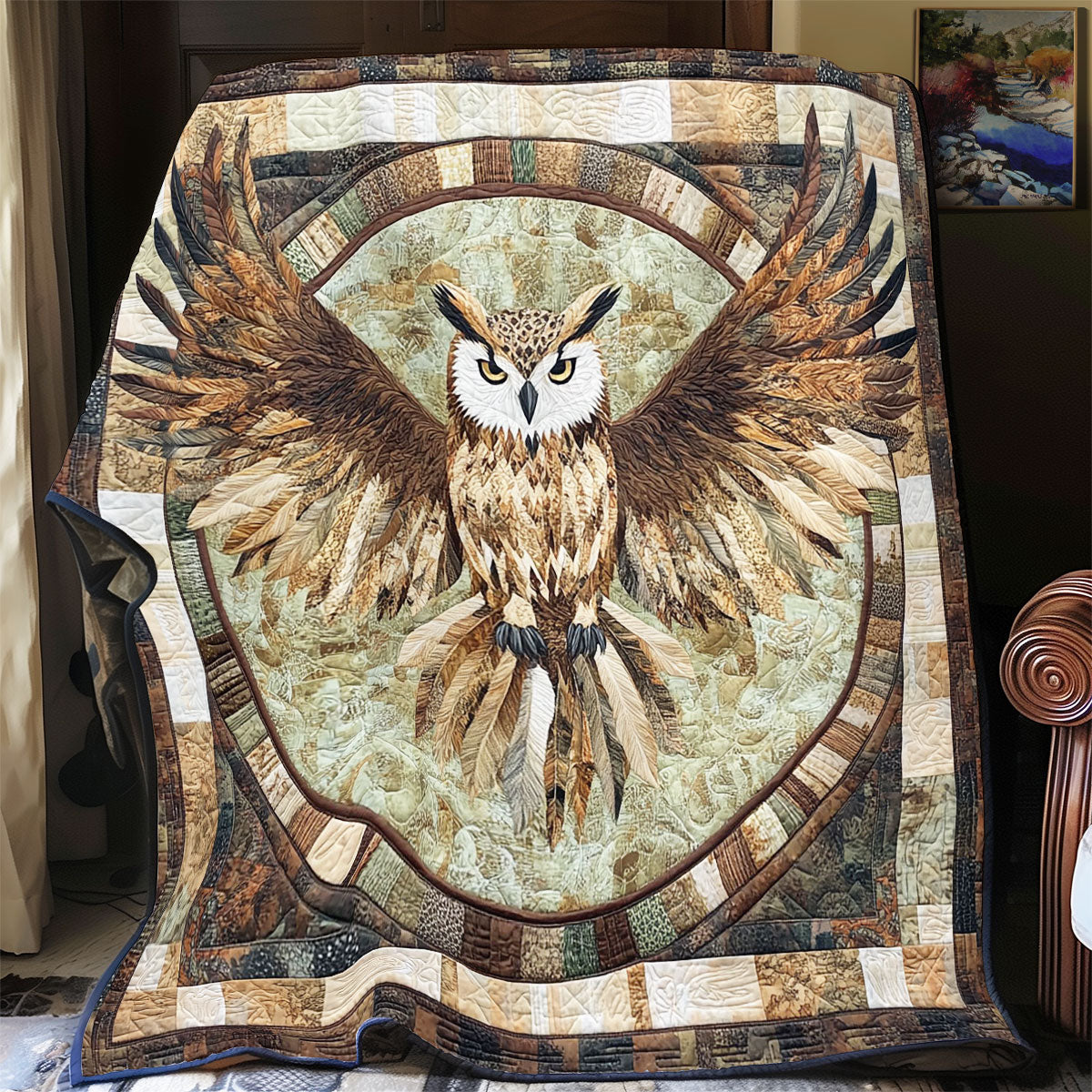 Abstarct Owl Quilt Blanket Gift For Owl Lover