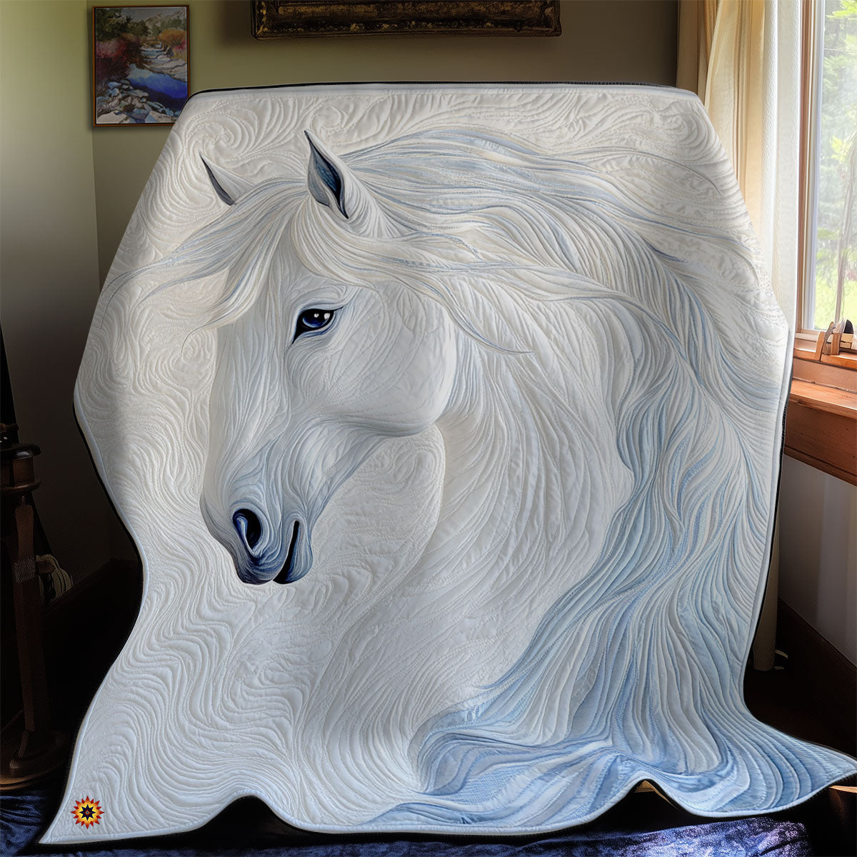 Abstract Blue Horse Quilt Blanket Unique Horse Gifts For Ladies