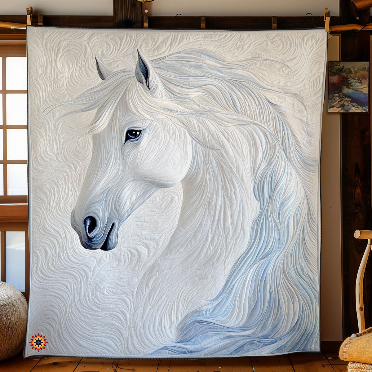 Abstract Blue Horse Quilt Blanket Unique Horse Gifts For Ladies